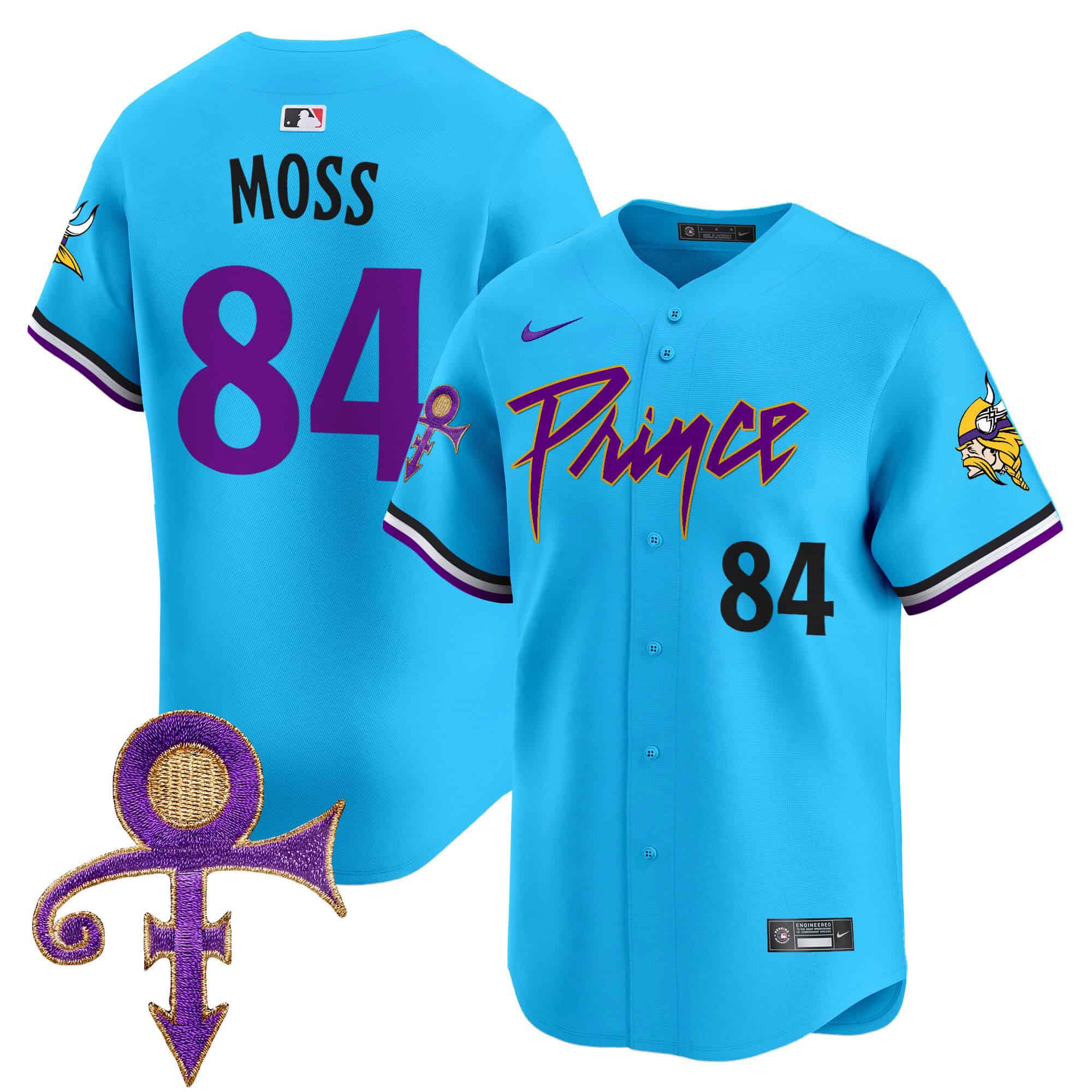 Men Minnesota Vikings #84 Moss Light Blue 2024 Nike Prince Patch Vapor Premier Limited NFL Jersey
